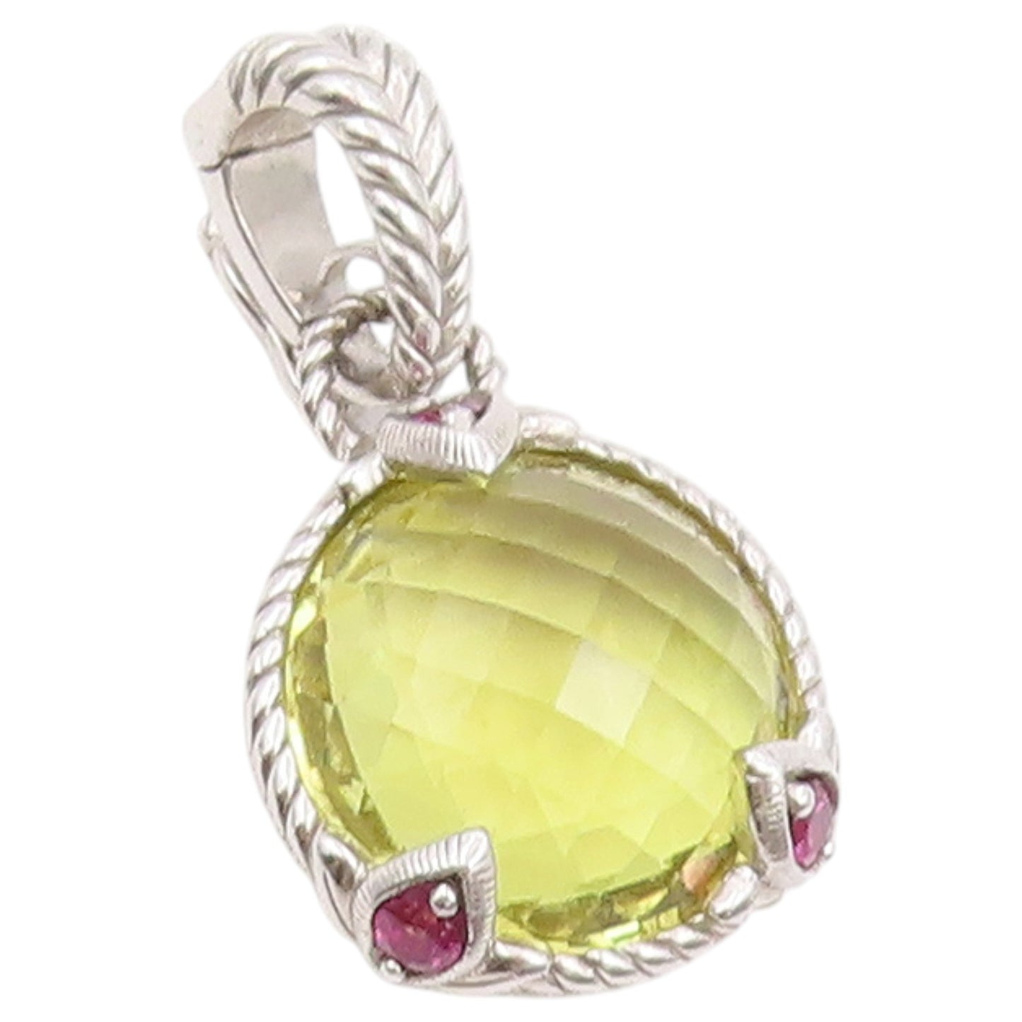 925 Sterling Silver Vintage Pendant JUDITH RIPKA Lemon Quartz Charm  PT26423