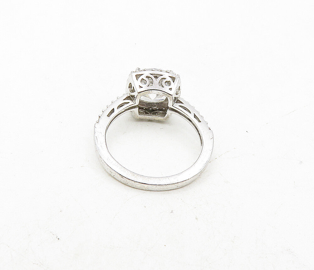 925 Sterling Silver   Cubic Zirconia Solitaire With Accents Ring Sz 8  RG9169