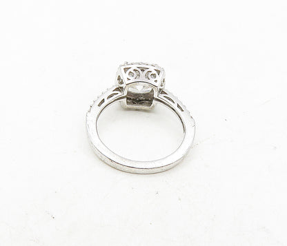 925 Sterling Silver   Cubic Zirconia Solitaire With Accents Ring Sz 8  RG9169