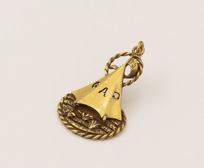 10K GOLD  Vintage 12 Biblical Tribes Of Gad Military Tent Pendant  GP583