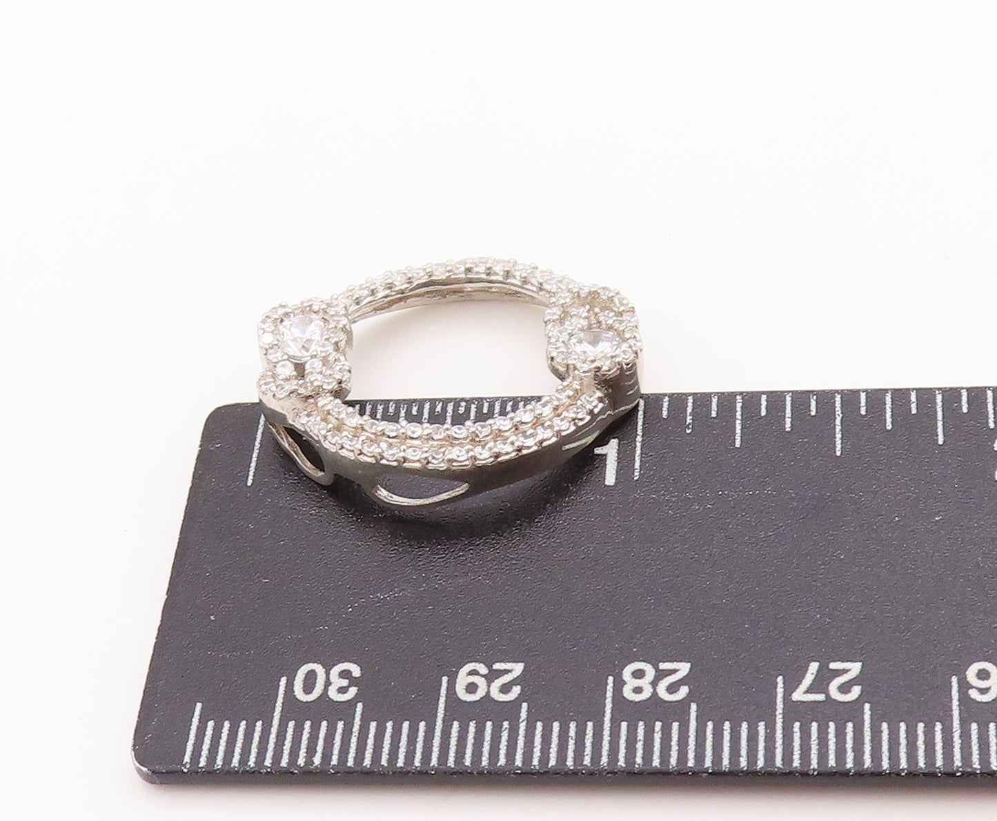 925 Sterling Silver Vintage Pendant Interlocked Topaz Rope Ring Design  PT24560