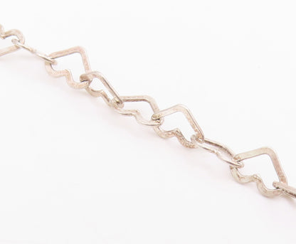 925 Sterling Silver Vintage Necklace Interlocking Hollow Love Hearts Link NE4735