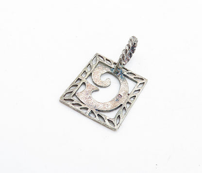 925 Sterling Silver  Vintage Dark Tone Diamond Cut G Initial Pendant  PT4780