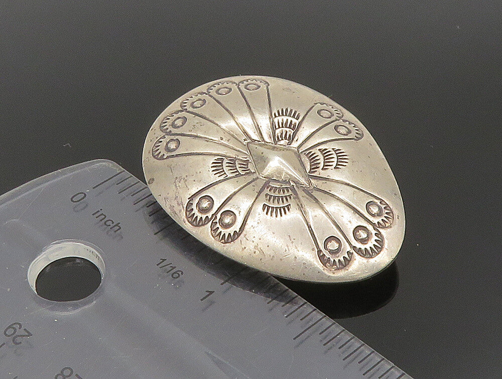 NAVAJO 925 Sterling Silver  Vintage Etched Design Non Pierce Earrings  EG11622