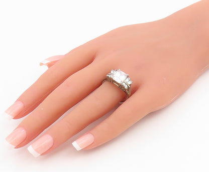 925 Sterling Silver Vintage Ring Minimalist CZ Statement Band  Sz 10  RG35005