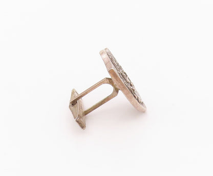 925 Sterling Silver  Vintage Carved Royal Emblem Cuff Links  TR3425
