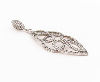 925 Sterling Silver Vintage Pendant Glamorous CZ Chandelier Cut Out  PT24966