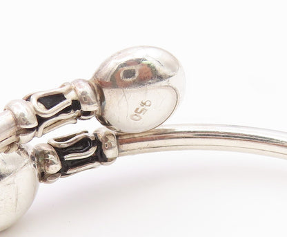 925 Sterling Silver  Vintage Smooth Swirl Detail Bypass Bangle Bracelet BT9280