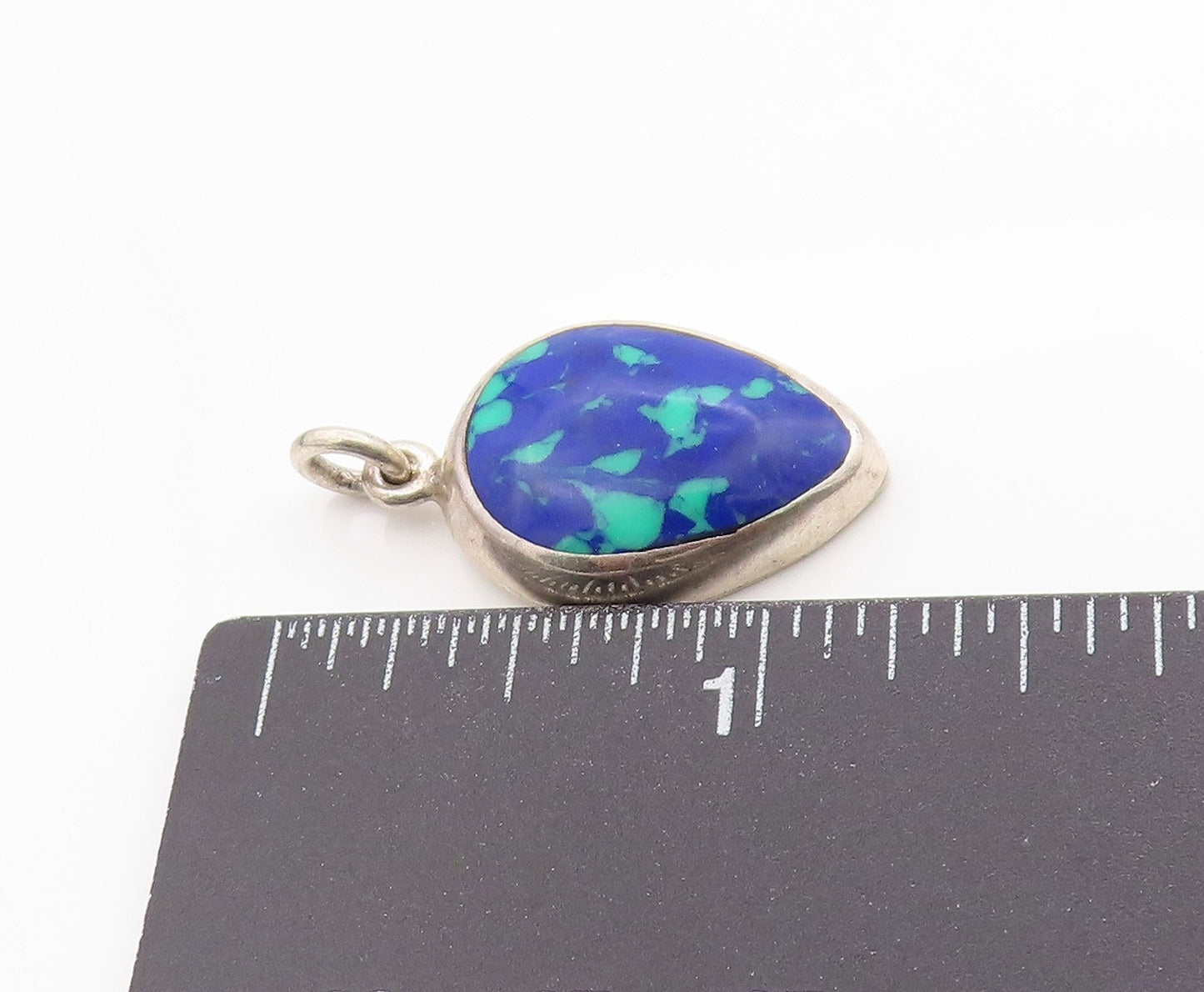 925 Sterling Silver Vintage Pendant Solid Gemstone Tear Drop Shape Charm PT24991