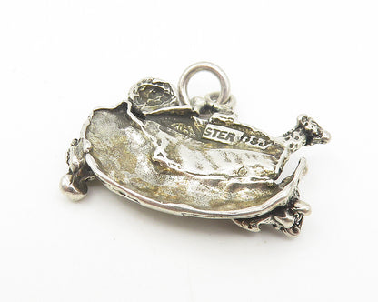 925 Sterling Silver  Vintage Shiny Noah's Ark Motif Religious Pendant  PT9076
