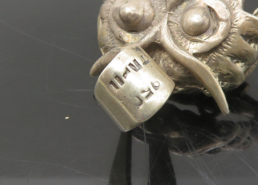 MEXICO 925 Sterling Silver  Vintage Owl Perched On Branch Pendant  PT18144