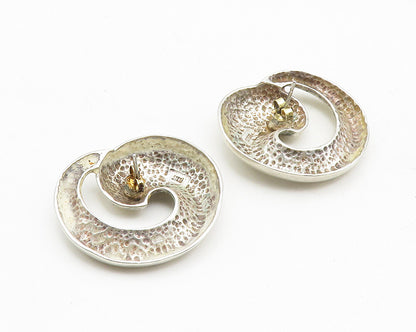 925 Sterling Silver  Vintage Shiny Round Swirl Dome Drop Earrings  EG5512