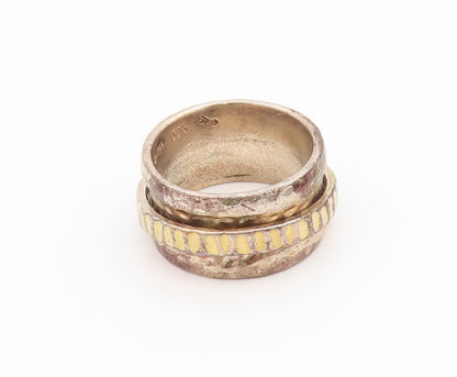 925 Sterling Silver Vintage Ring SILPADA Two Tone Hammered Band  Sz 7.5  RG36009