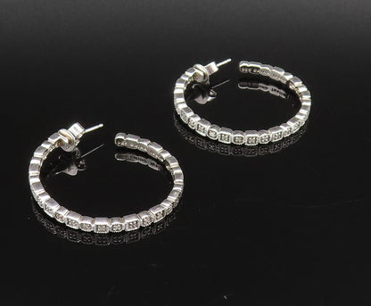 925 Silver  Vintage Genuine Diamonds Square & Round Pattern Earrings  EG12180