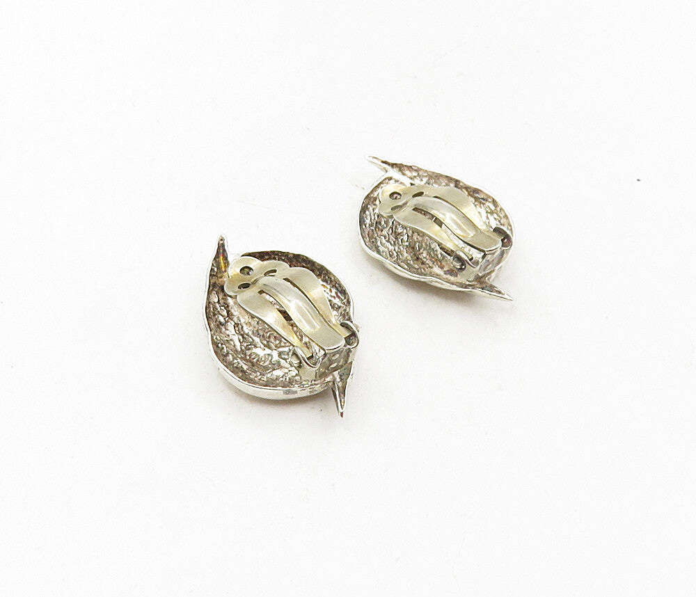 925 Sterling Silver  Vintage Shiny Diamond Cut Non Pierce Earrings  EG4733