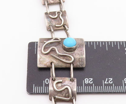 925 Sterling Silver  Vintage Turquoise Swirl Spiral Chain Bracelet  BT8929