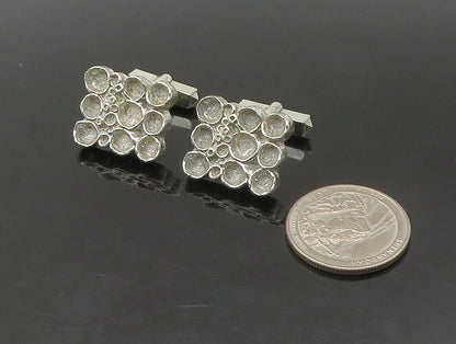 925 Sterling Silver  Vintage EUROPEAN Circle Pattern Square Cufflinks  TR3267