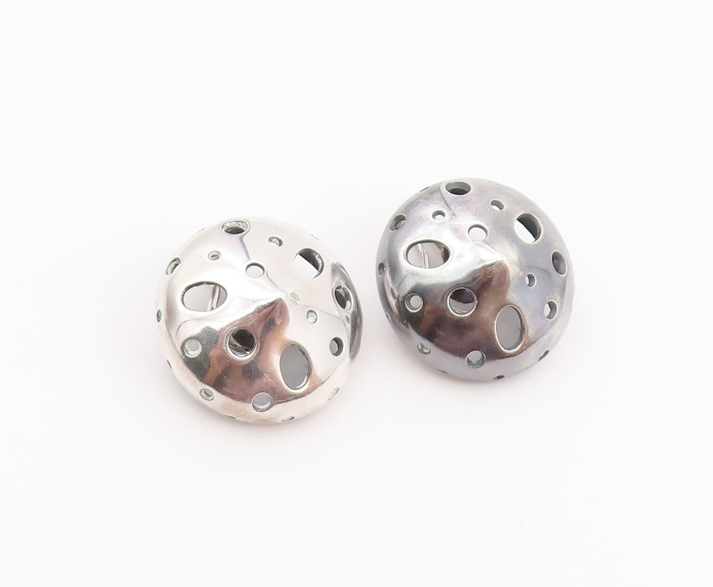 925 Sterling Silver Vintage Earrings PEDRO BOREGAARD Classic Cutout Dome EG14467