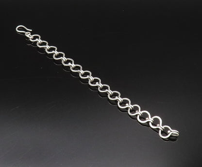 925 Sterling Silver  Vintage Hammered Open Circle Chain Bracelet  BT9733