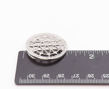 925 Sterling Silver Vintage Pendant Cutout Spider Web CZ Design  PT24557