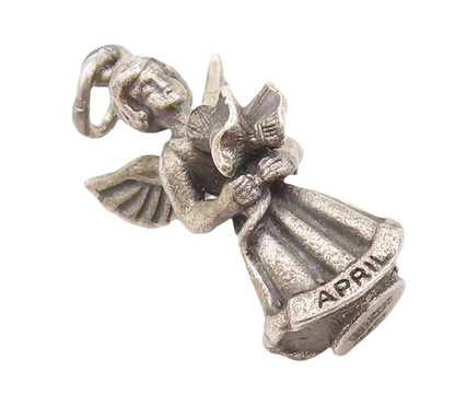 925 Sterling Silver Vintage Pendant HAYWARD April Fairy Angel Charm  PT23637
