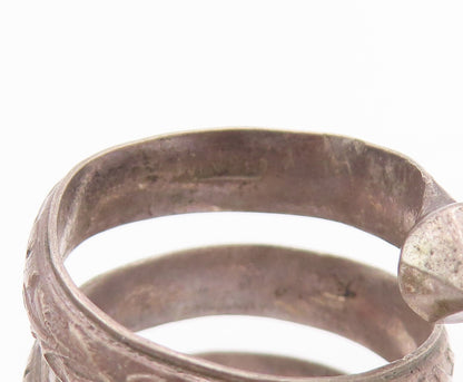 925 Sterling Silver Vintage Ring Chinese Export Floral Wrap Band  Sz 8  RG33780