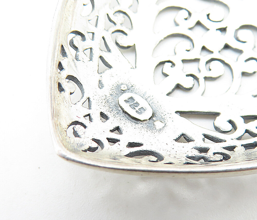 925 Sterling Silver Shiny Open Swirl Pattern Love Heart Drop Pendant PT5948