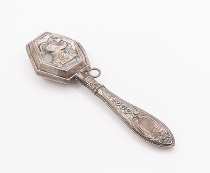925 Sterling Silver Vintage Toy Antique Solid Carved Elephant Rattles  TR3770