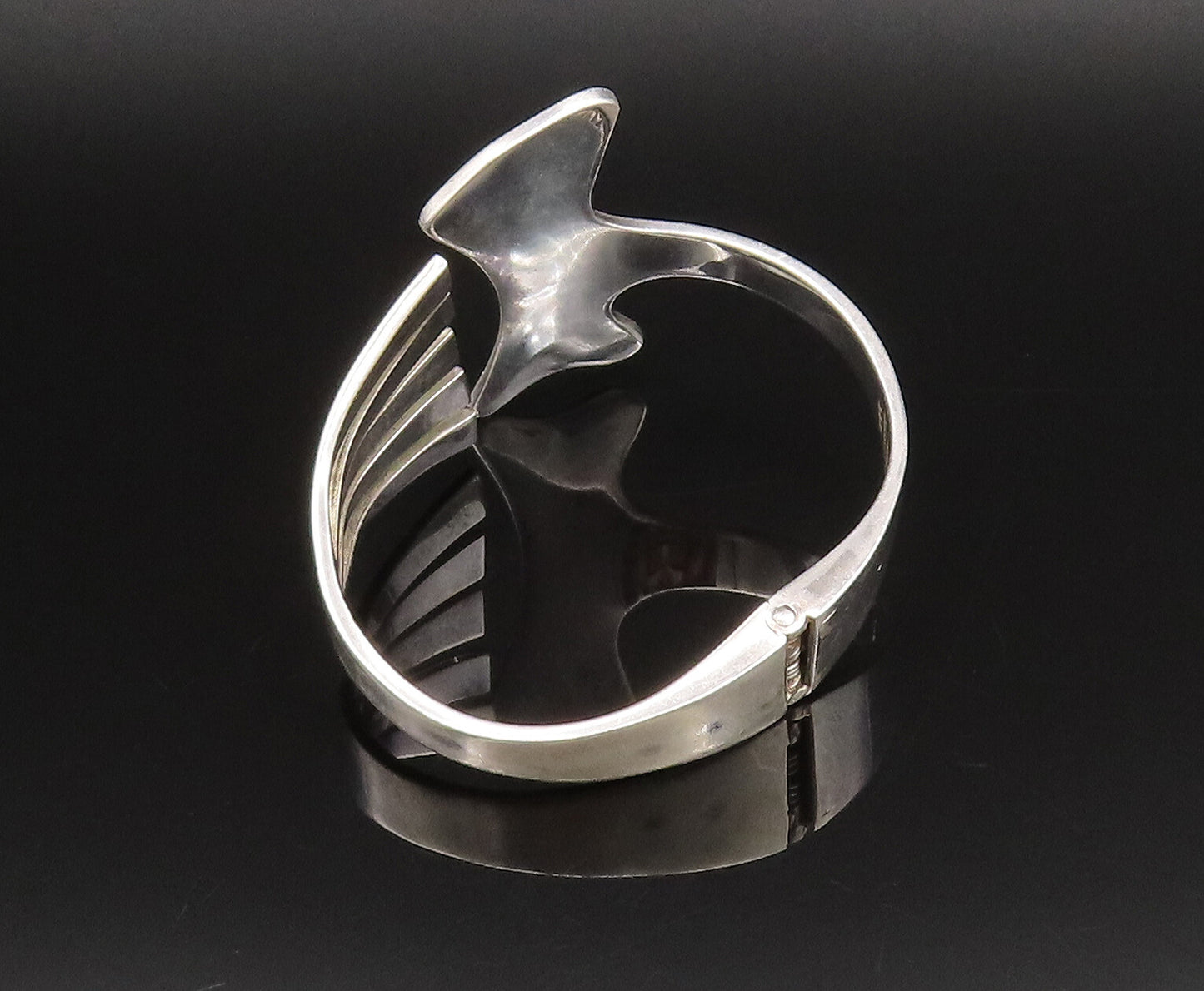 ALICIA MEXICO 925 Silver  Vintage Polished Double Tail Cuff Bracelet  BT9684