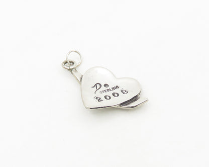 925 Sterling Silver  Shiny Hope Etched Petite Love Heart Pendant  PT14485