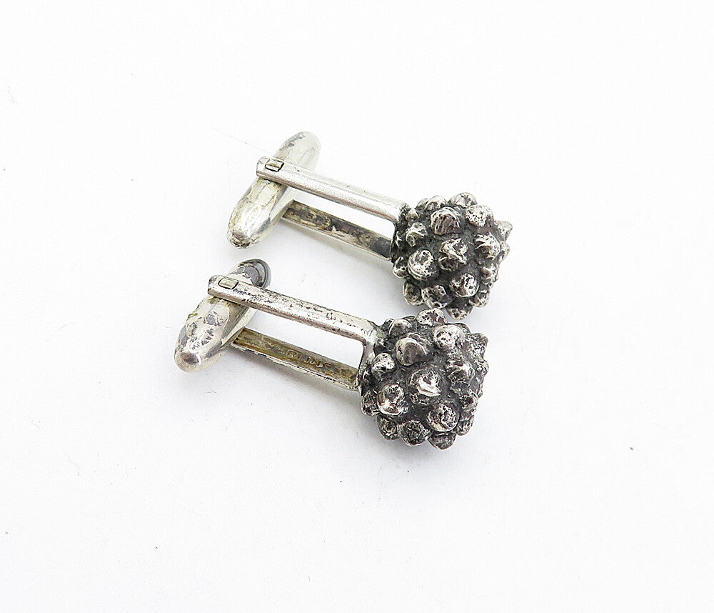 925 Sterling Silver  Vintage Antique Oxidized Spiked Ball Cuff Links  TR1087
