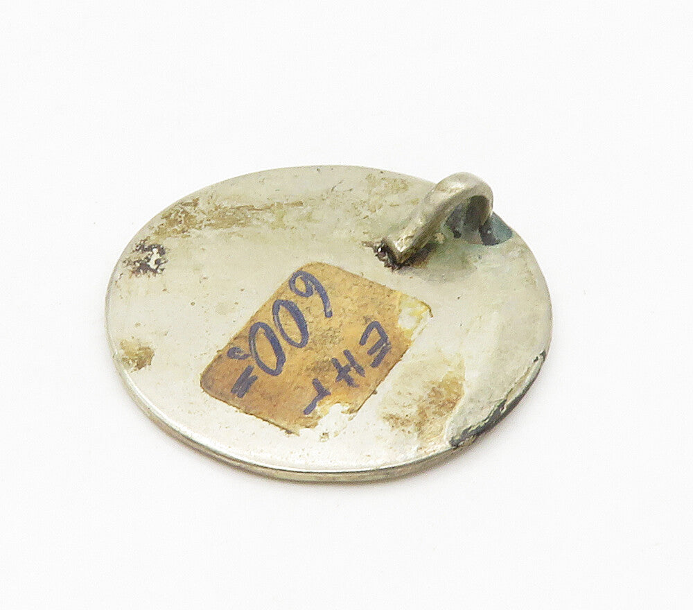925 Silver Vintage Inlaid Turquoise Patterned Pendant PT13024