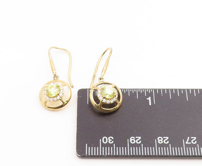 925 Sterling Silver Vintage Earrings Gold Plated Peridot Halo CZ Drop  EG14137