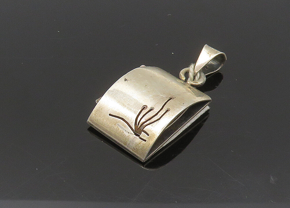 925 Sterling Silver  Vintage Petite Cutout Detail Shiny Dome Pendant  PT16585