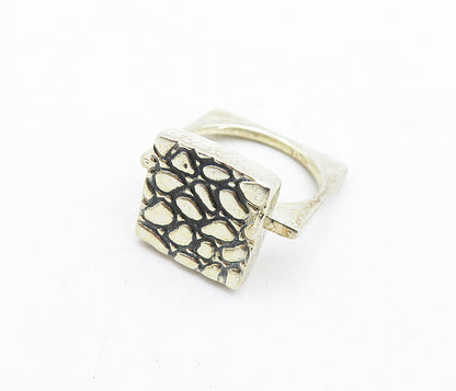 MEXICO 925 Sterling Silver  Vintage Cobble Stone Cocktail Ring Sz 8  RG5789