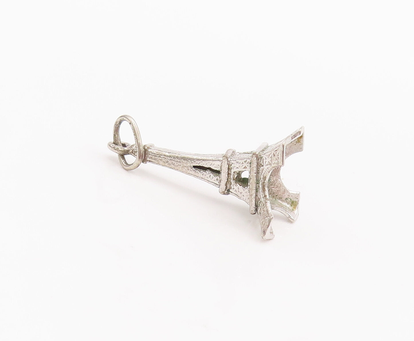 925 Sterling Silver Vintage Pendant 3D Cutout Carved Eiffel Tower Charm  PT22917