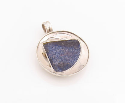 925 Sterling Silver Vintage Pendant Cabochon Triangle Goldstone   PT24460