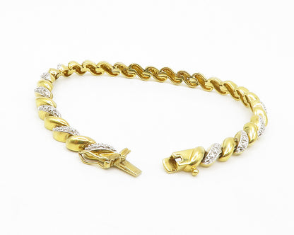 ROSS SIMON 925 Silver  Genuine Diamonds 2 Tone Twist Chain Bracelet  BT5006