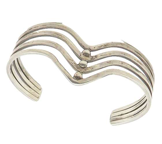 MIDDLE EAST 925 Sterling Silver  Vintage Pointed Split Cuff Bracelet  BT6985
