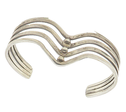MIDDLE EAST 925 Sterling Silver  Vintage Pointed Split Cuff Bracelet  BT6985
