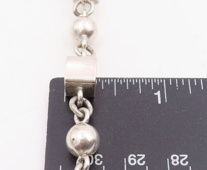925 Sterling Silver Vintage Necklace MEXICO Geometric Cube & Sphere Chain NE4760