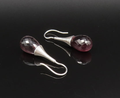 EUROPEAN 925 Silver  Vintage Fancy Purple Cat's Eye Dangle Earrings  EG12027