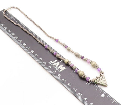 925 Sterling Silver  Vintage Petite Amethyst Beaded Chain Necklace  NE2233