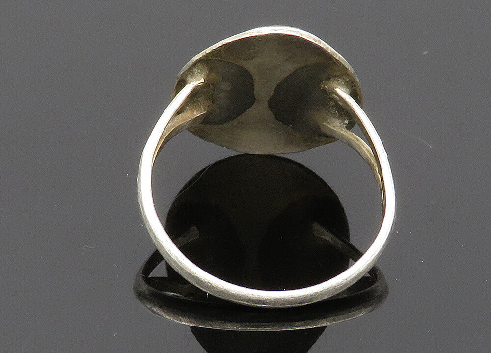 NAVAJO 925 Sterling Silver Vintage Turquoise Claw Print Band Ring Sz 5  RG20259