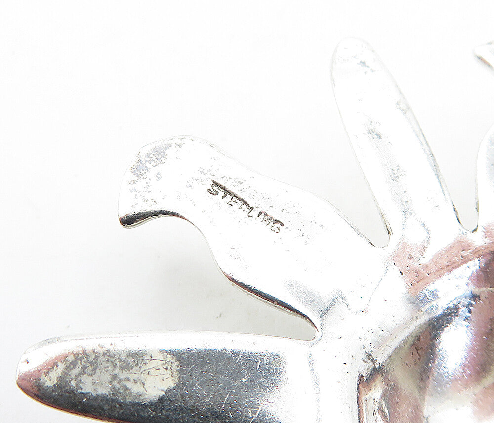 925 Sterling Silver  Vintage Shiny Polished Shining Sun Brooch Pin  BP1614