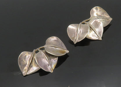 DESIGNER 925 Sterling Silver  Vintage Floral Leaf Non Pierce Earrings  EG9872