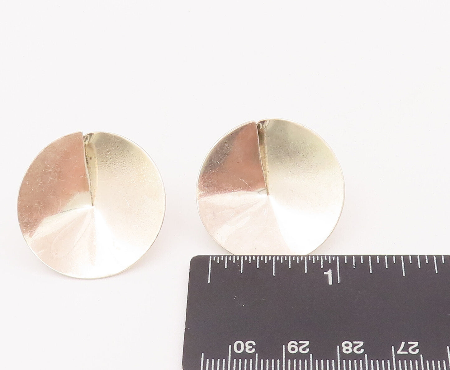 14k Gold 925 Sterling Silver Vintage Earrings Designer Reverse Dome Cone EG12929