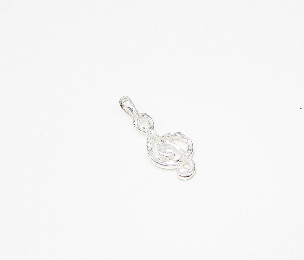 925 Sterling Silver  Etched Musical Note Drop Pendant  PT2150