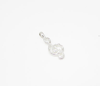 925 Sterling Silver  Etched Musical Note Drop Pendant  PT2150