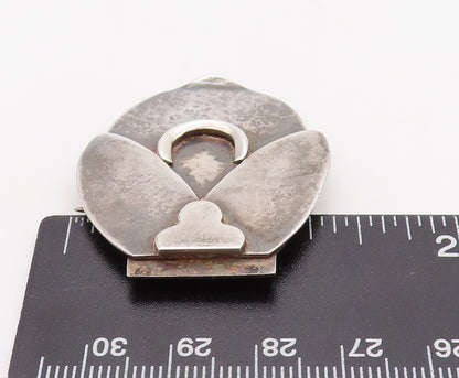 925 Sterling Silver Vintage Brooch Pin NAVAJO Solid Carved Design  BP11208
